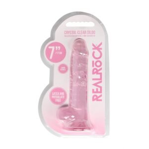 DILDO REALISTA COM TESTÍCULOS CRYSTAL CLEAR 7 /18 CM ROSA REALROCK