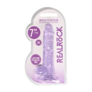 DILDO REALISTA COM TESTÍCULOS CRYSTAL CLEAR 7 /18 CM ROXO REALROCK