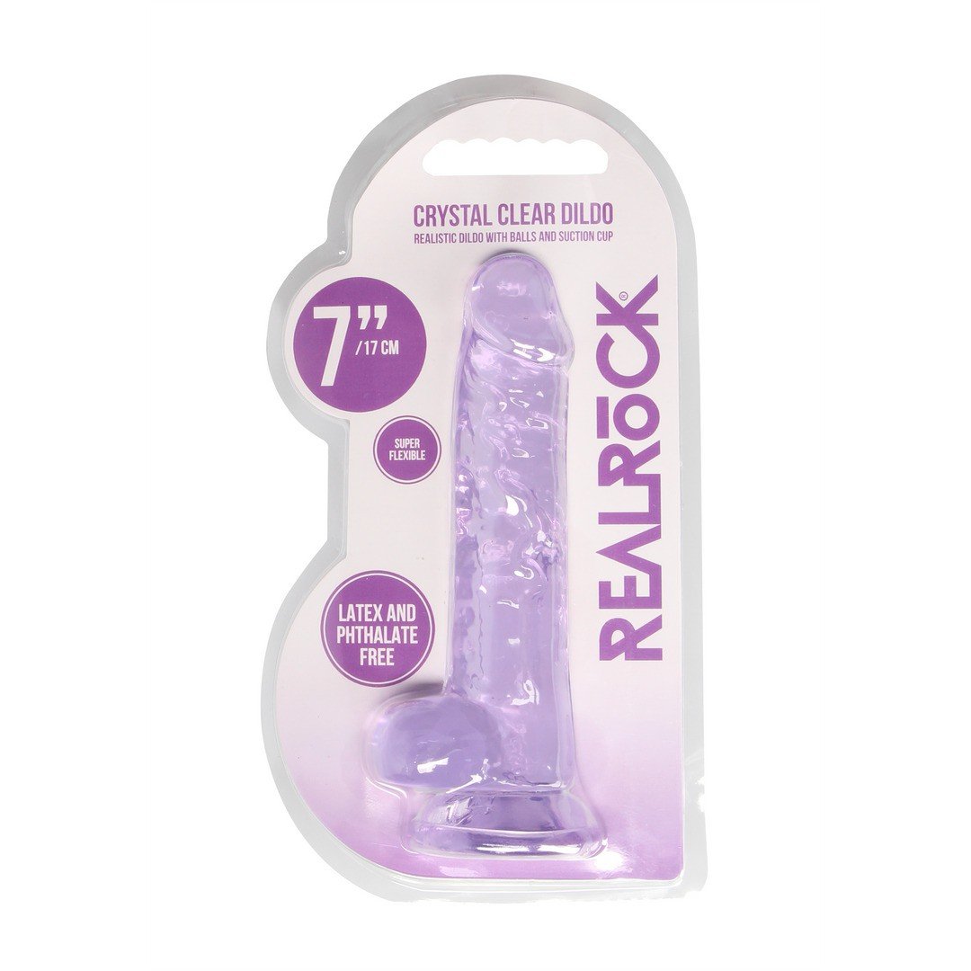 DILDO REALISTA COM TESTÍCULOS CRYSTAL CLEAR 7 /18 CM ROXO REALROCK 9 DILDO REALISTA COM TESTÍCULOS CRYSTAL CLEAR 7 /18 CM ROXO REALROCK