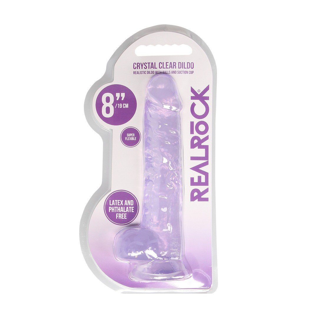 DILDO REALISTA COM TESTÍCULOS CRYSTAL CLEAR 8 /21CM ROXO REALROCK 13 DILDO REALISTA COM TESTÍCULOS CRYSTAL CLEAR 8 /21CM ROXO REALROCK