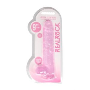 DILDO REALISTA COM TESTÍCULOS CRYSTAL CLEAR 9 /23 CM ROSA REALROCK