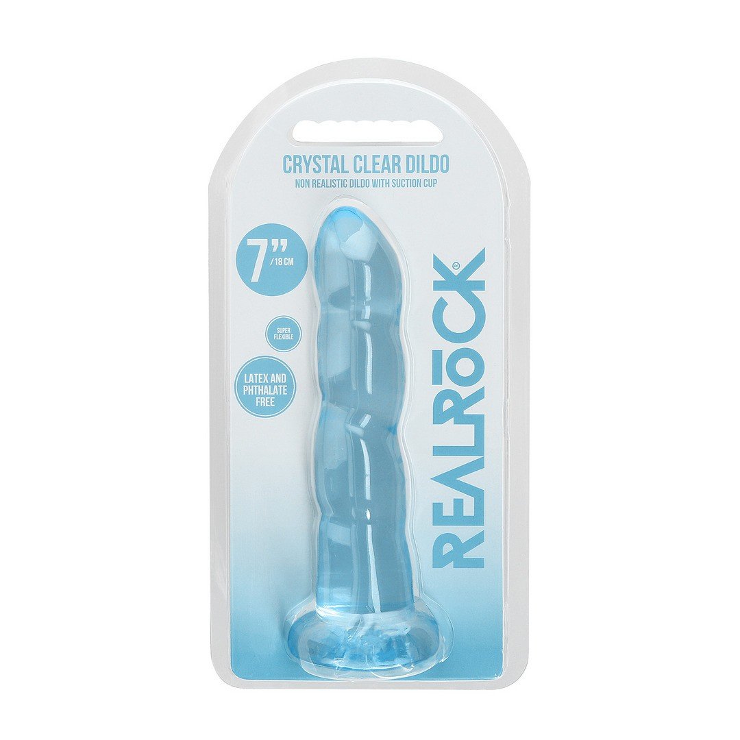 DILDO NON-REALISTIC CRYSTAL CLEAR 7 /17 CM AZUL REALROCK