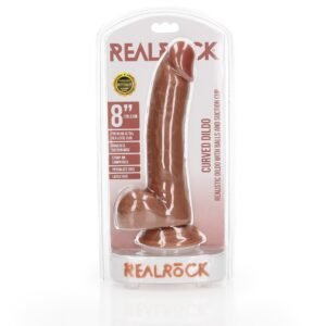 DILDO REALISTA COM TESTÍCULOS CURVED 8 /20,5 CM REALROCK