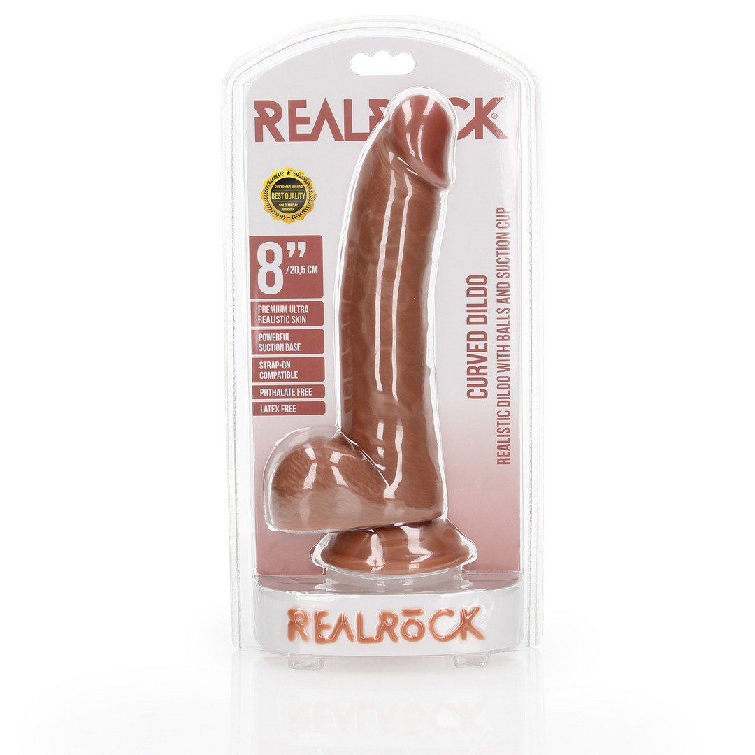 DILDO REALISTA COM TESTÍCULOS CURVED 8 /20,5 CM REALROCK