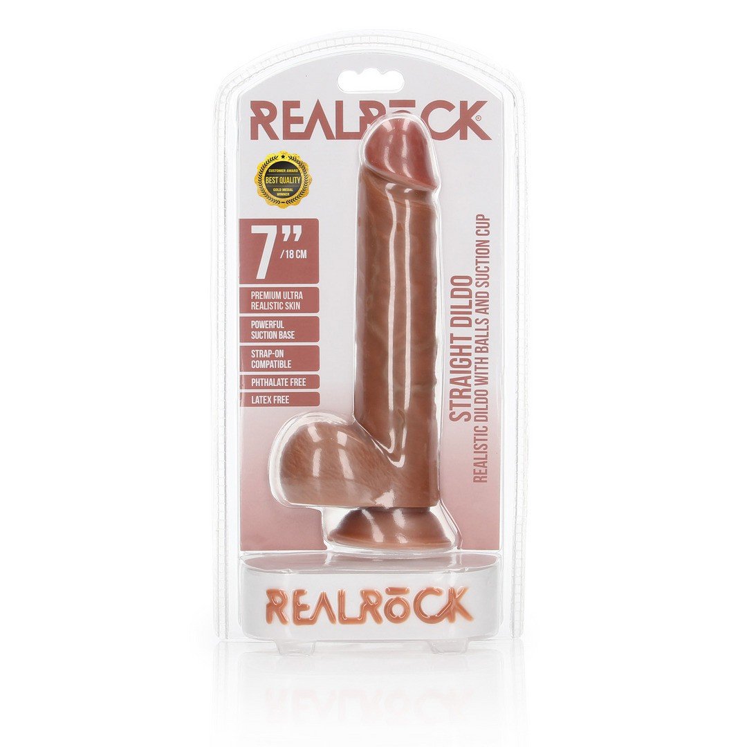 DILDO REALISTA COM TESTÍCULOS STRAIGHT 7 /18 CM REALROCK