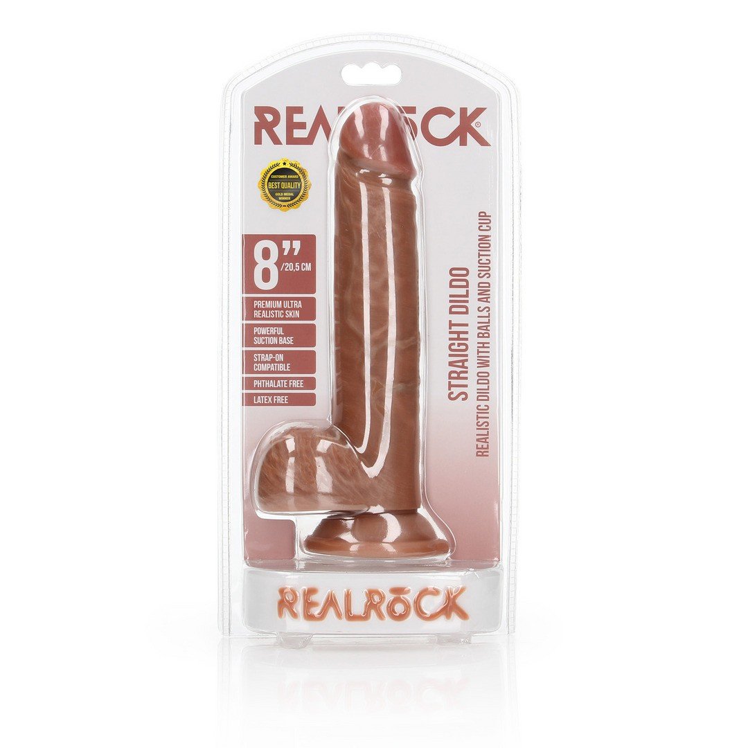 DILDO REALISTA COM TESTÍCULOS STRAIGHT 8 /20,5 CM REALROCK