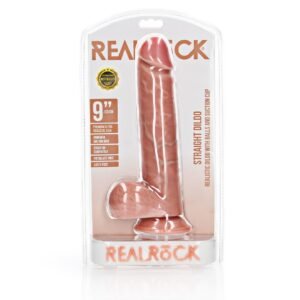 DILDO REALISTA COM TESTÍCULOS STRAIGHT 9 /23 CM FLESH REALROCK