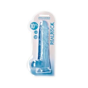 DILDO REALISTA COM TESTÍCULOS CRYSTAL CLEAR 10 /25,4 CM AZUL REALROCK