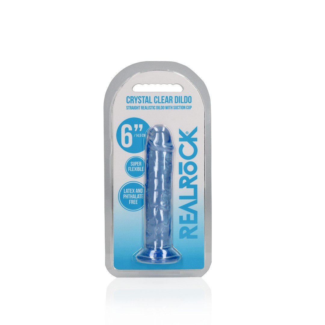 DILDO STRAIGHT REALISTIC CRYSTAL CLEAR 6 /14,5 CM AZUL REALROCK