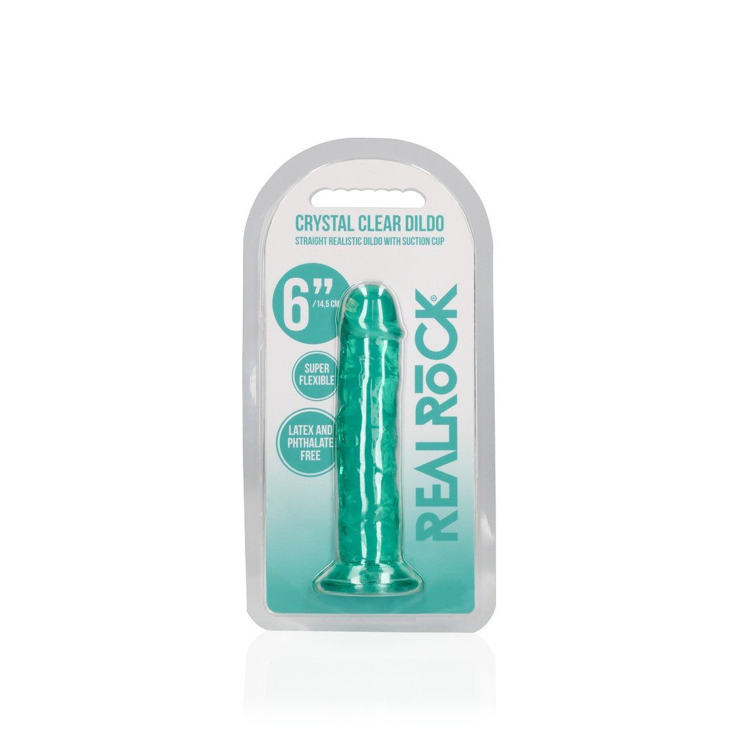 DILDO STRAIGHT REALISTIC CRYSTAL CLEAR 6 /14,5 CM VERDE REALROCK