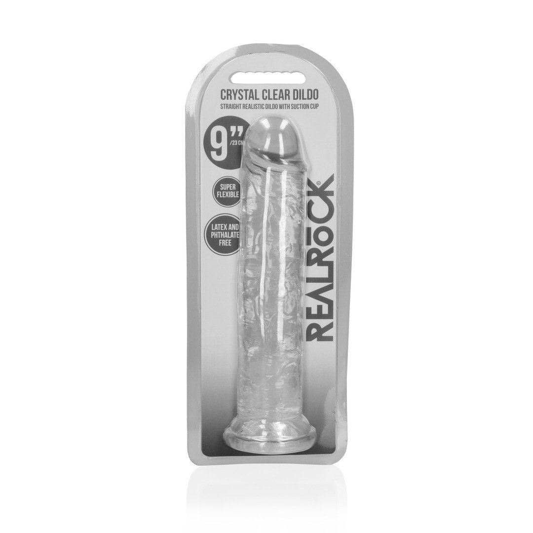 DILDO STRAIGHT REALISTIC CRYSTAL CLEAR 9 /23 CM TRANSPARENTE REALROCK