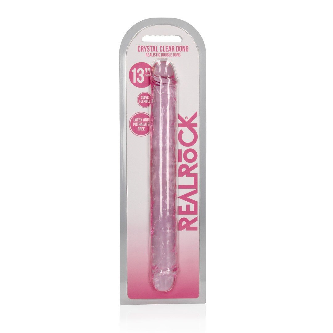 DILDO DUPLO CRYSTAL CLEAR 13 /34 CM ROSA REALROCK