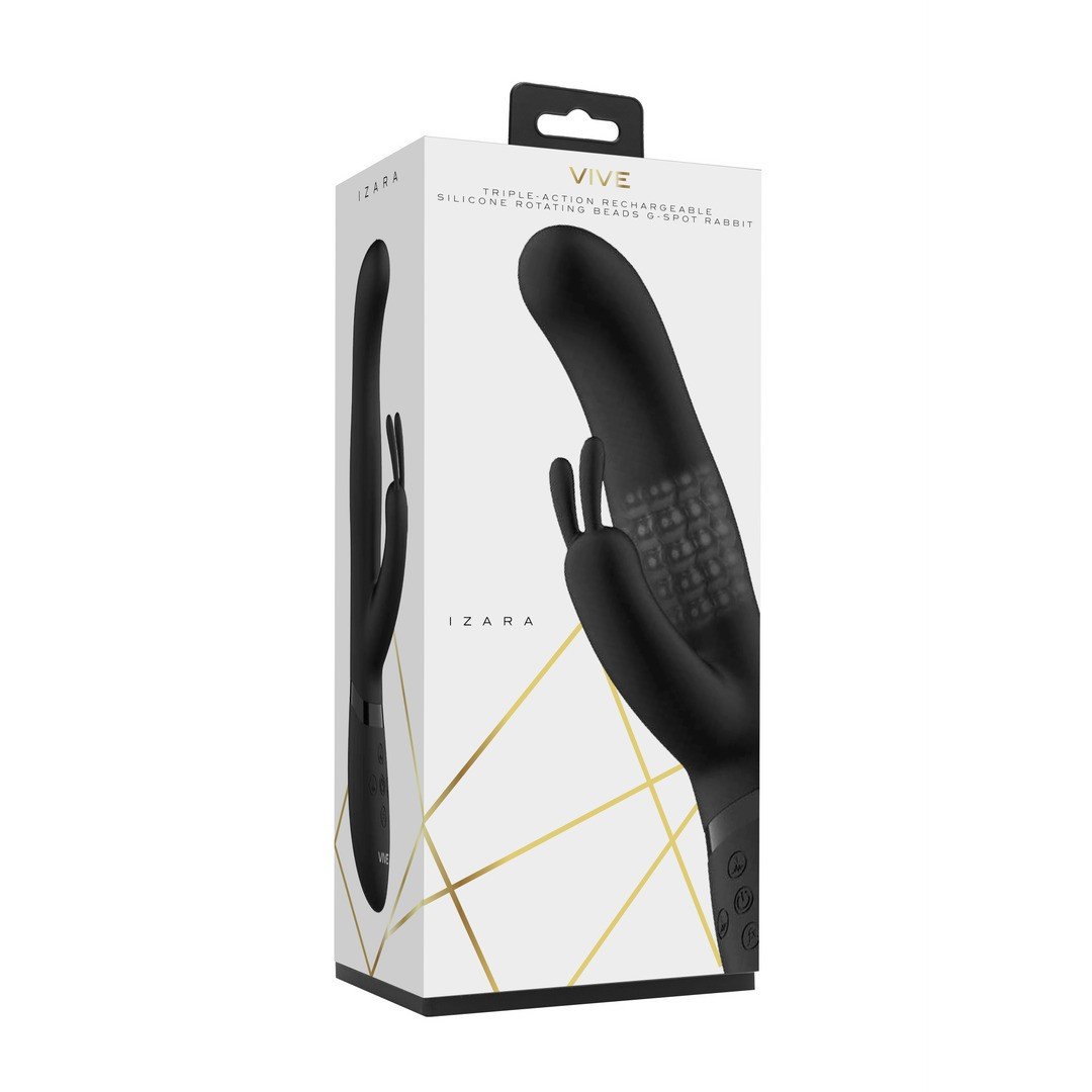VIBRADOR IZARA ROTATING BEADS RABBIT BLACK VIVE