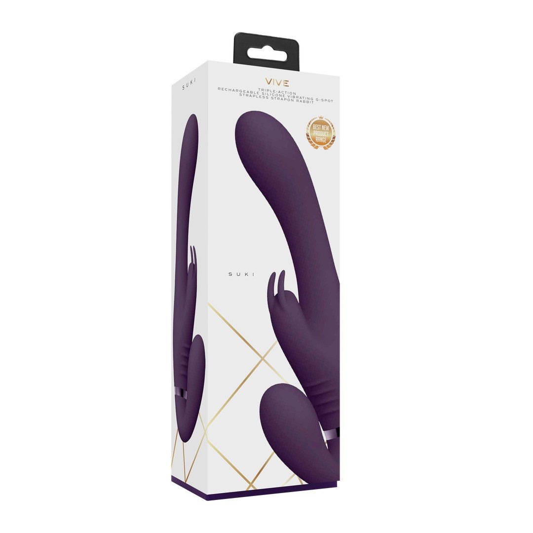 STRAP-ON SEM ARNÊS SUKI VIBRATING RABBIT ROXO VIVE