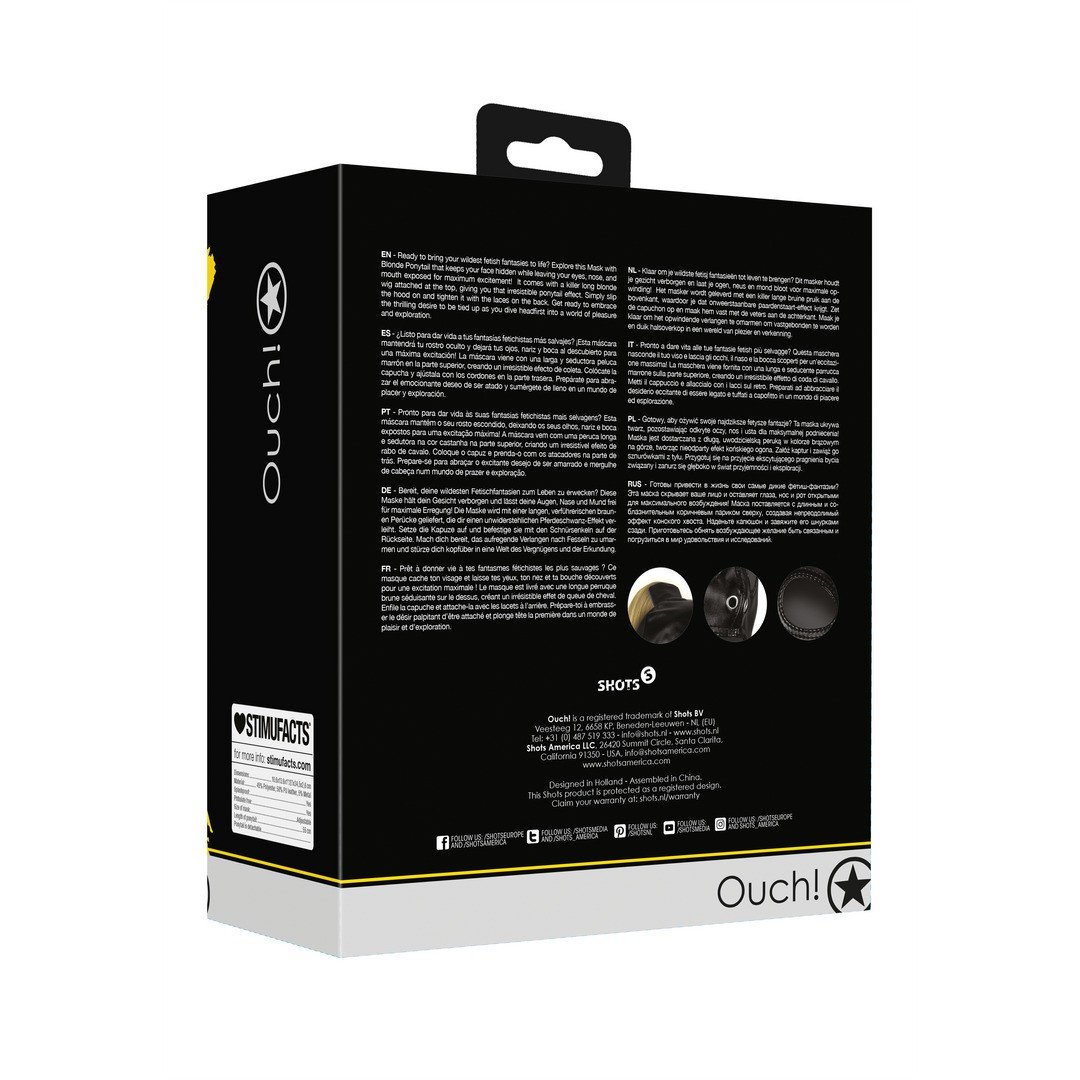 MÁSCARA PRETA COM RABO DE CAVALO LOIRO EXTREME OUCH! 3 MÁSCARA PRETA COM RABO DE CAVALO LOIRO EXTREME OUCH! - Image 3