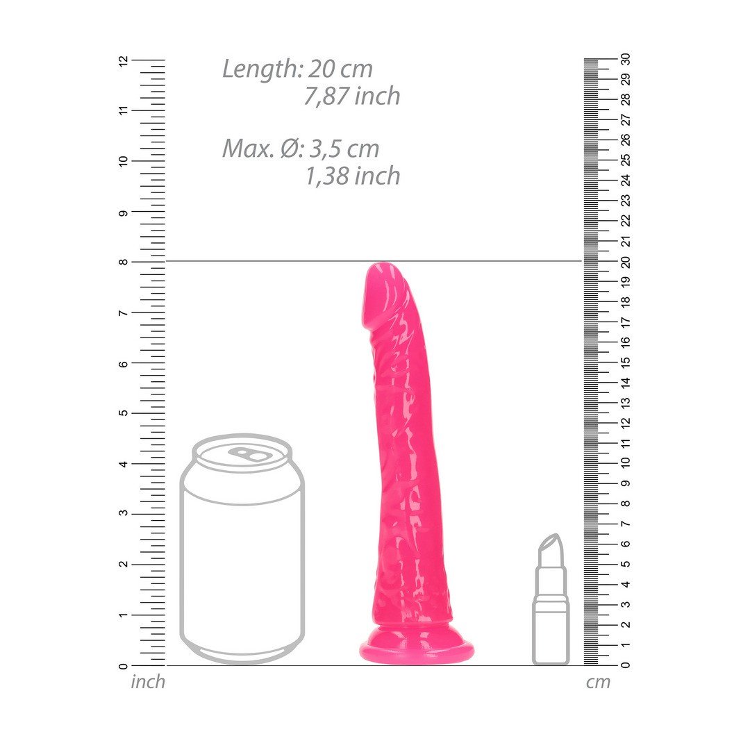 DILDO SLIM REALISTIC GLOW IN THE DARK 7'' / 18 CM ROSA REALROCK 6 DILDO SLIM REALISTIC GLOW IN THE DARK 7'' / 18 CM ROSA REALROCK - Image 6