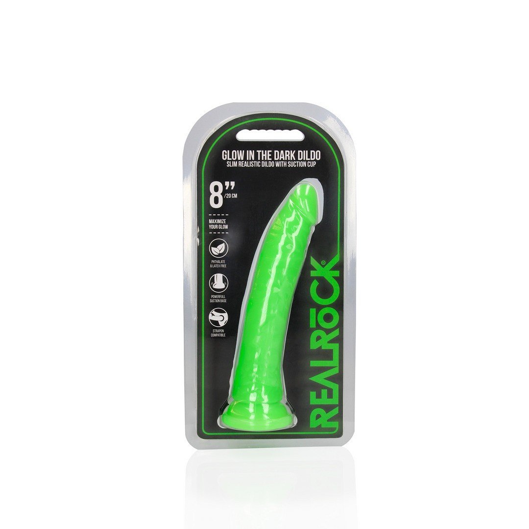 DILDO SLIM REALISTIC GLOW IN THE DARK 8” / 20 CM REALROCK