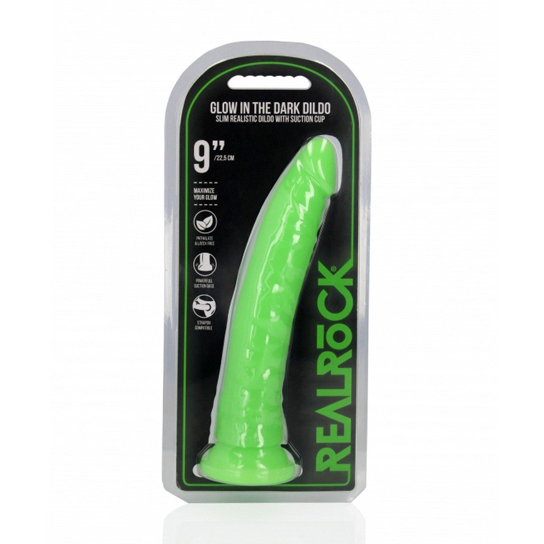 DILDO SLIM REALISTIC GLOW IN THE DARK 9” / 22,5 CM REALROCK