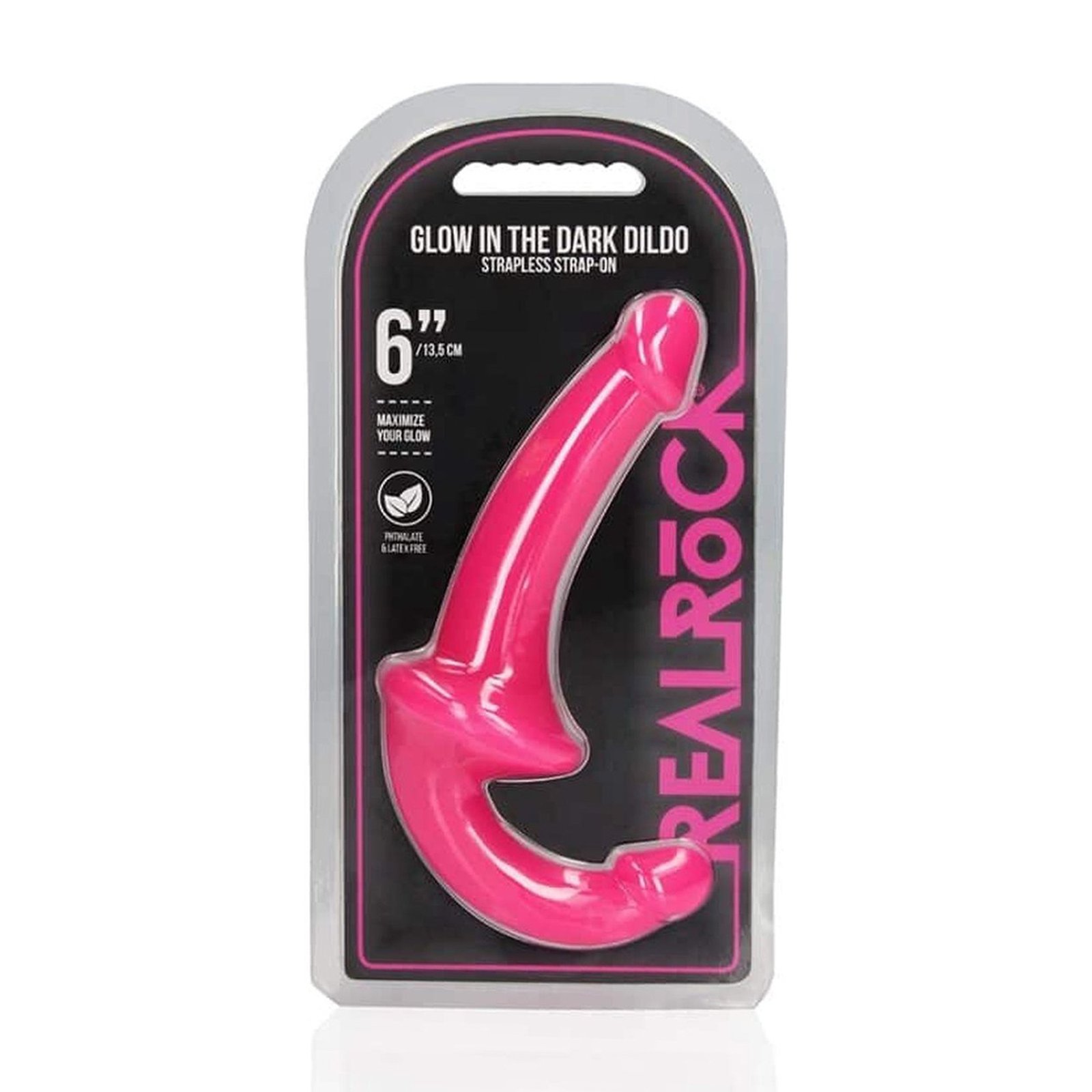 STRAP-ON SEM ARNÊS GLOW IN THE DARK 6” / 13,5 CM ROSA REALROCK