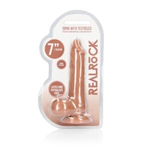 DILDO COM TESTÍCULOS TAN 7 / 17 CM REALROCK