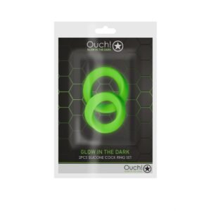 CONJUNTO DE 2 ANÉIS PARA O PÉNIS GLOW IN THE DARK OUCH!