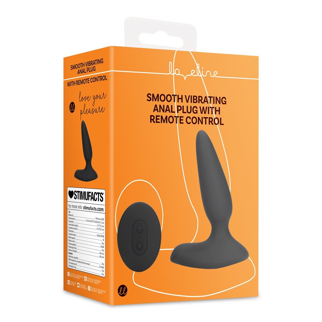 PLUG ANAL COM VIBRAÇÃO E COMANDO SMOOTH VIBRATING LICORICE BLACK LOVELINE 1 PLUG ANAL COM VIBRAÇÃO E COMANDO SMOOTH VIBRATING LICORICE BLACK LOVELINE