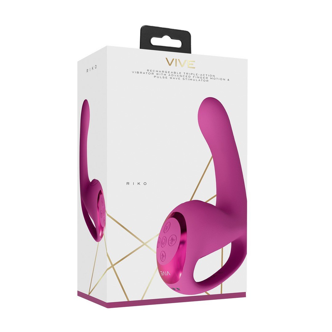 VIBRADOR RIKO COM MOTOR TRIPLO PULSE WAVE STIMULATOR ROSA VIVE