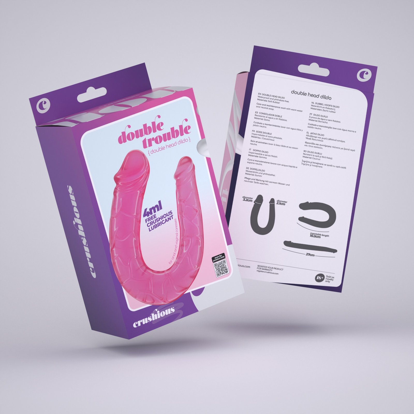 DILDO DUPLO DOUBLE TROUBLE CRUSHIOUS ROSA - Image 8