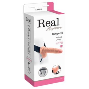 STRAP-ON OCO COM VIBRAÇÃO E TESTÍCULOS REAL RAPTURE AIR FEELING 8" BRANCO