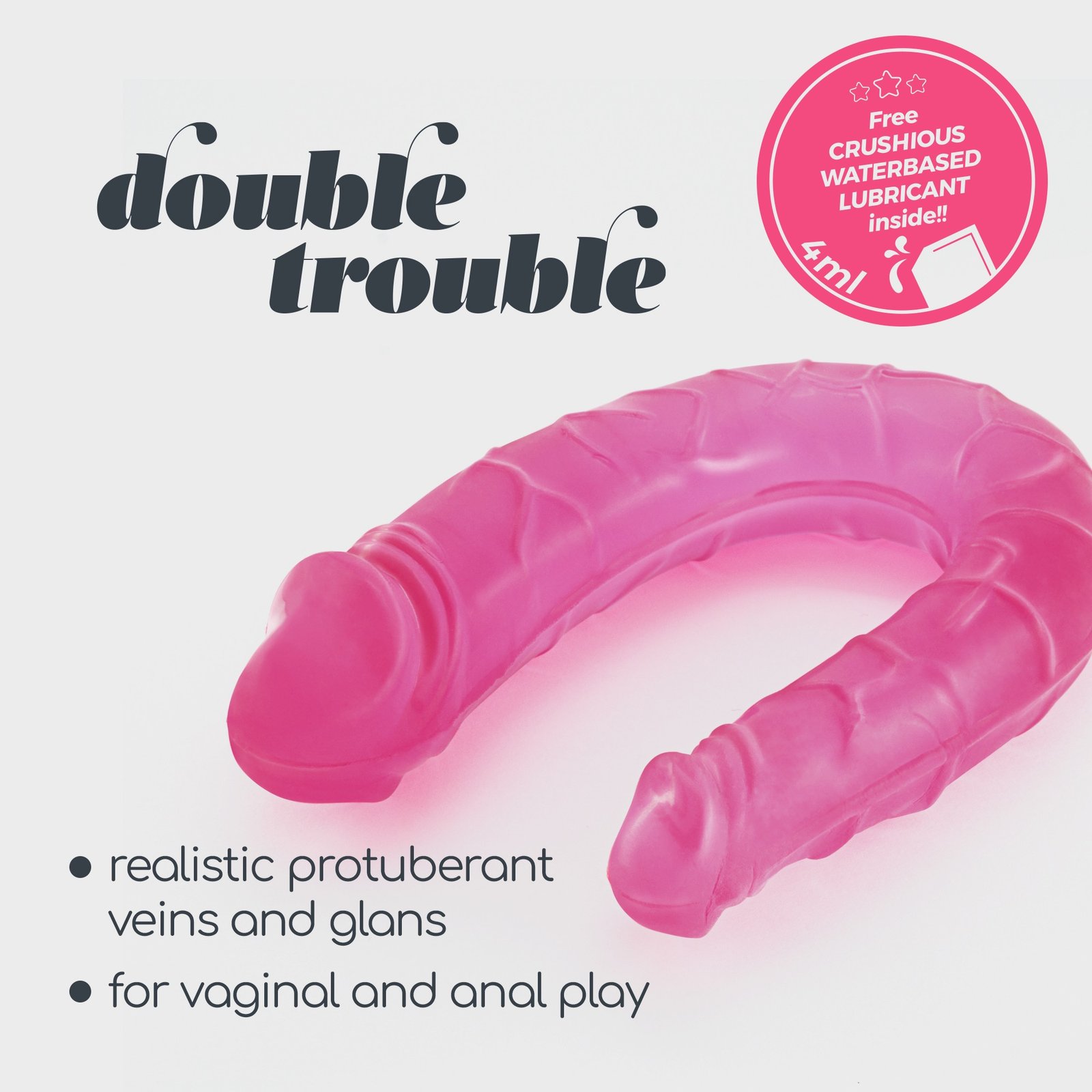 DILDO DUPLO DOUBLE TROUBLE CRUSHIOUS ROSA - Image 7