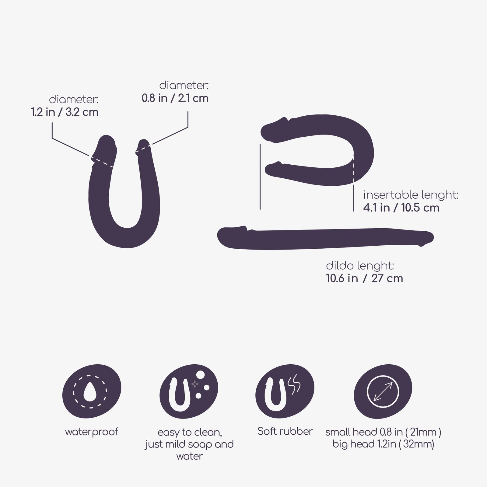 DEEP DIVER DILDO DUPLO COM LUBRIFICANTE ANAL 50ML CRUSHIOUS ROXO - Image 6