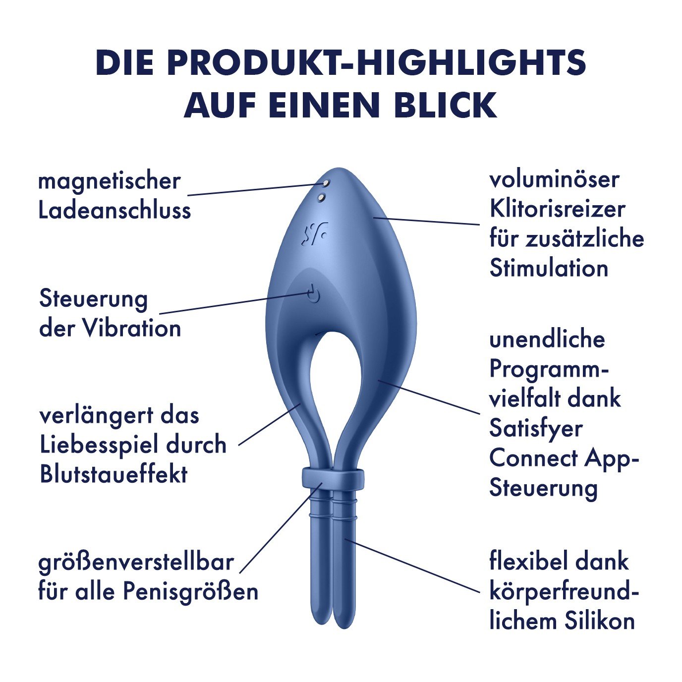 ANEL VIBRATÓRIO BULLSEYE COM APP SATISFYER AZUL - Image 9