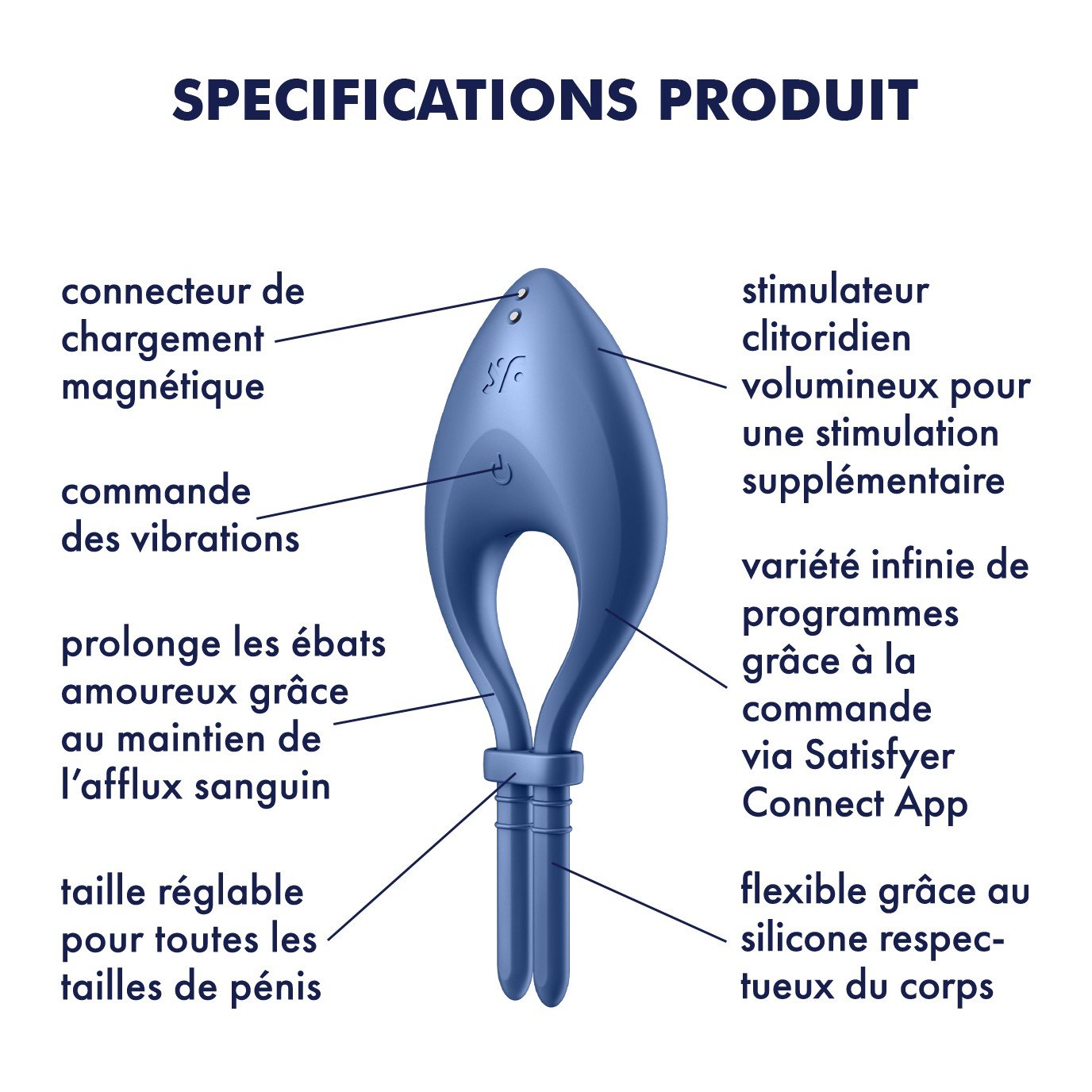 ANEL VIBRATÓRIO BULLSEYE COM APP SATISFYER AZUL - Image 10