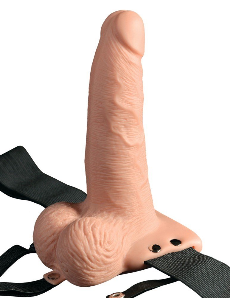 ARNÊS COM DILDO OCO RECARREGÁVEL 6" HOLLOW RECHARGEABLE STRAP-ON COM COMANDO FETISH FANTASY SERIES - Image 9