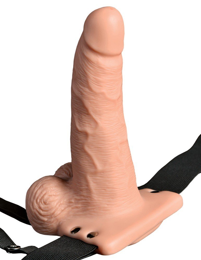 ARNÊS COM DILDO OCO RECARREGÁVEL 6" HOLLOW RECHARGEABLE STRAP-ON COM COMANDO FETISH FANTASY SERIES