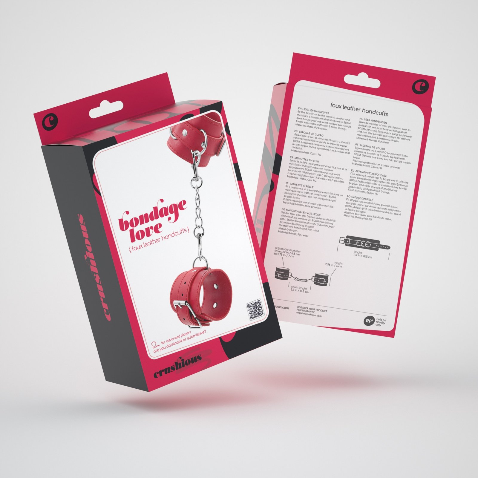 ALGEMAS DE COURO BONDAGE LOVE CRUSHIOUS VERMELHAS - Image 6