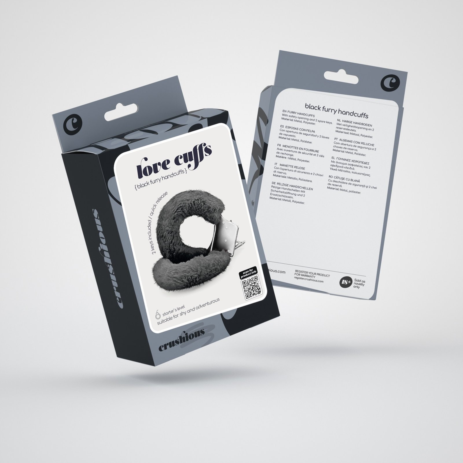 ALGEMAS DE PELUCHE LOVE CUFFS CRUSHIOUS PRETAS - Image 5