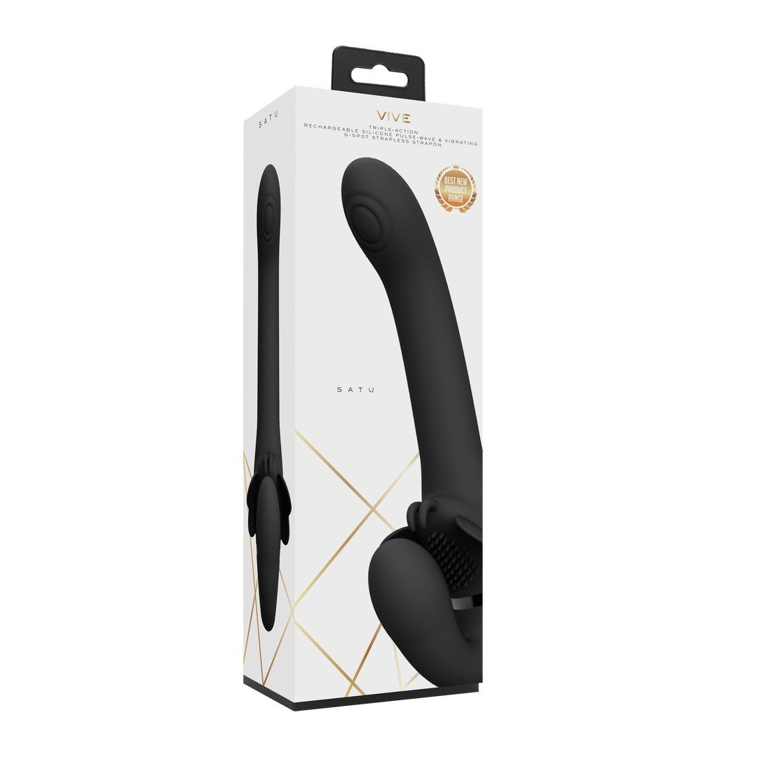 STRAP-ON SEM ARNÊS SATU PULSE-WAVE AND VIBRATING PRETO VIVE