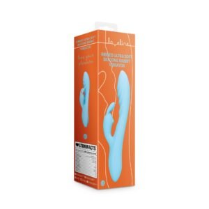 VIBRADOR RIBBED ULTRA SOFT SILICONE RABBIT GLACIAL BLUE LOVELINE